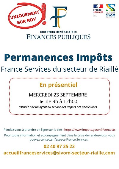 Permanence impôts sur RDV à l'espace France Services