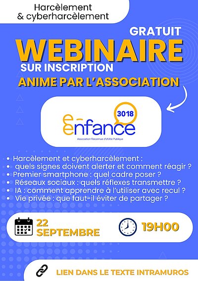 Les usages numériques WEBINAIRE GRATUIT à l'attention des parents